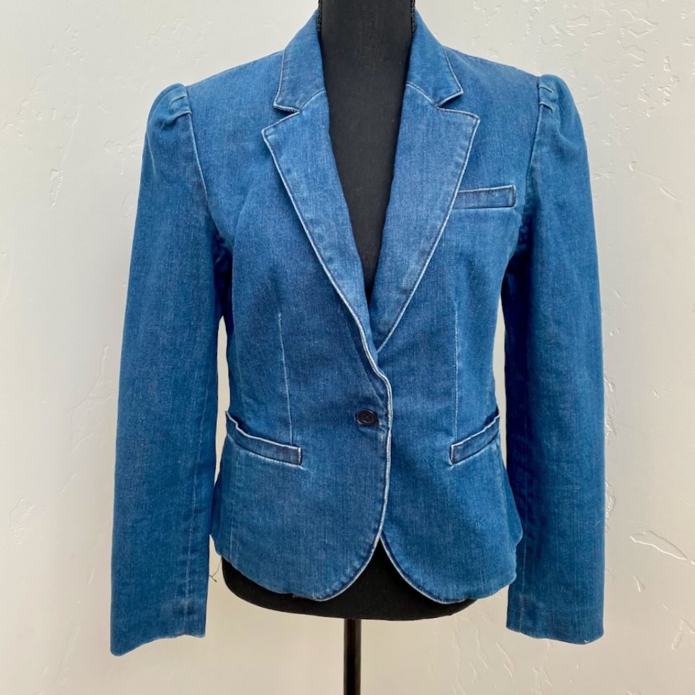 LL Bean Designer Line Denim Blazer - Size 4 - RARE VINTAGE